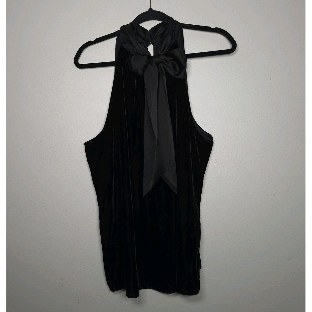 Talbots Womens XL‎ Black Velvet Tie Neck Halter Top Party Cocktail Going Out NEW